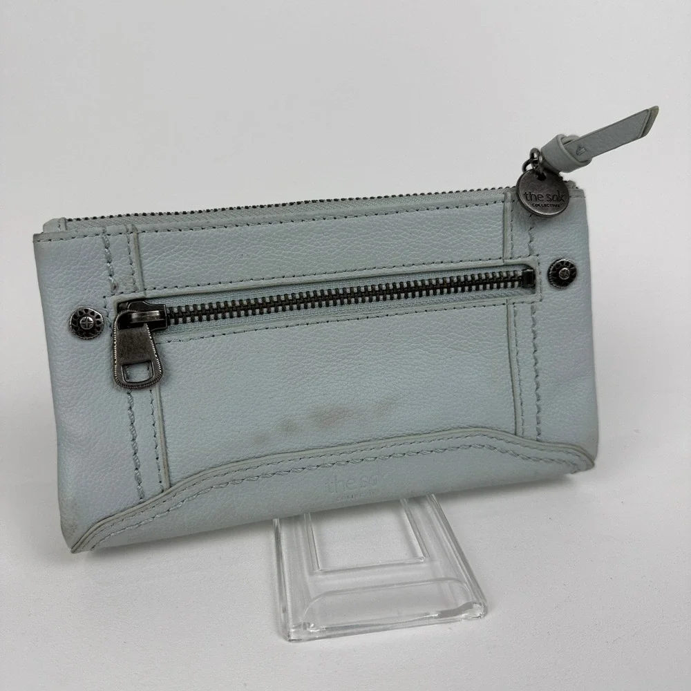 The Sak Collective Pale Blue Leather Zip Top Card‎ Case Wallet